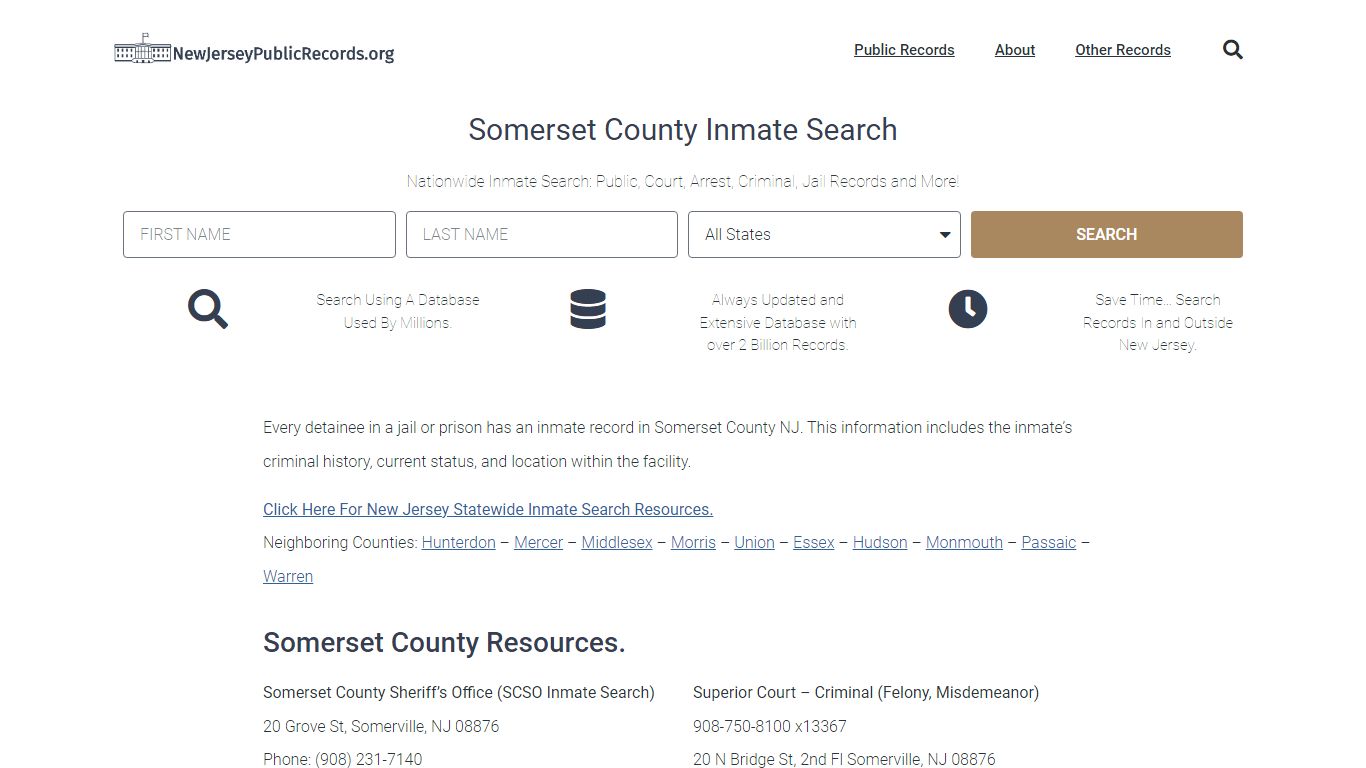 Somerset County Inmate Search - new jersey public records